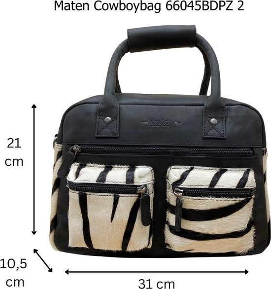 Zebra tas zwart westernbag crossbody dames tas cowboybag westernbag schoudertas - Arrigo Leather Goods