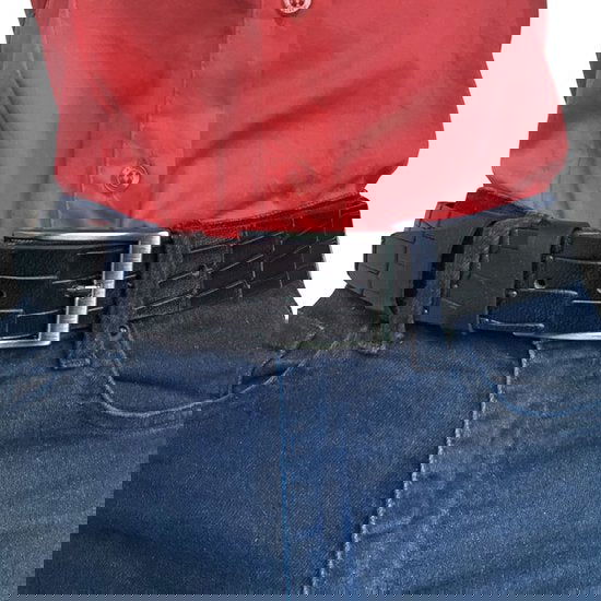 Zwart leren riem van 3 5 cm breed met kroko - Arrigo.nl