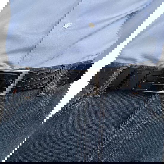 Zwart leren riem van 3 5 cm breed met kroko - Arrigo.nl