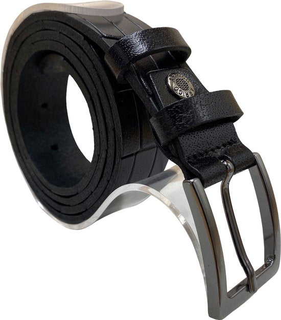 Zwarte Leren Riem met Kroko Print 3 cm voor Heren en Dames - Arrigo.nl