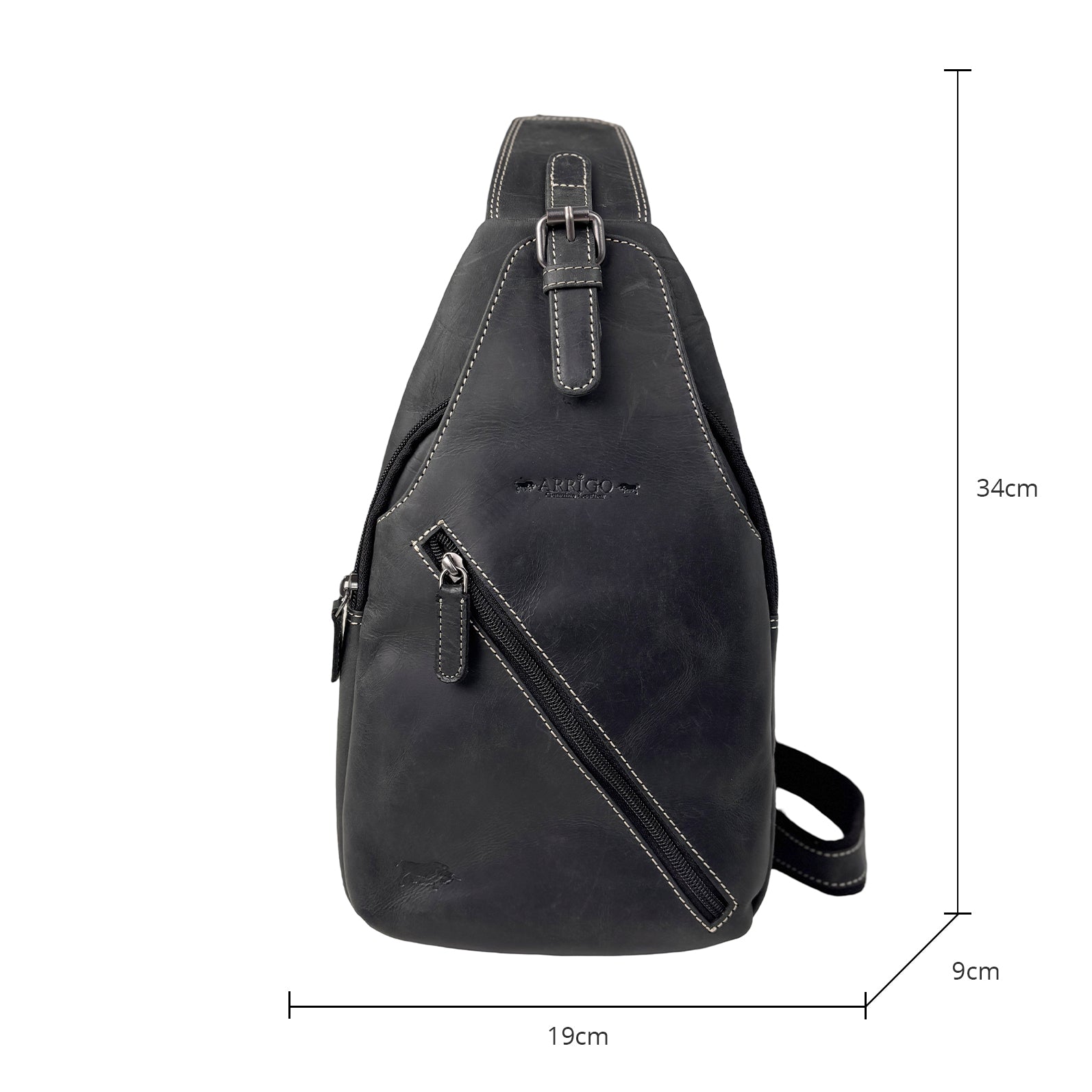 Zwarte Leren Slingbag Buffelleer - Arrigo.nl