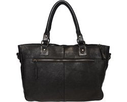 Zwarte dames tas of schoudertas van gevlochten leer handvatten en - Arrigo.nl