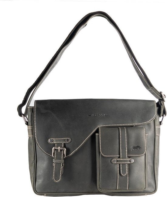 Zwarte schoudertas dames zwarte schoudertas heren messenger bag leer postman - Arrigo.nl