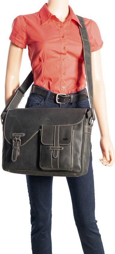 Zwarte schoudertas dames zwarte schoudertas heren messenger bag leer postman - Arrigo.nl