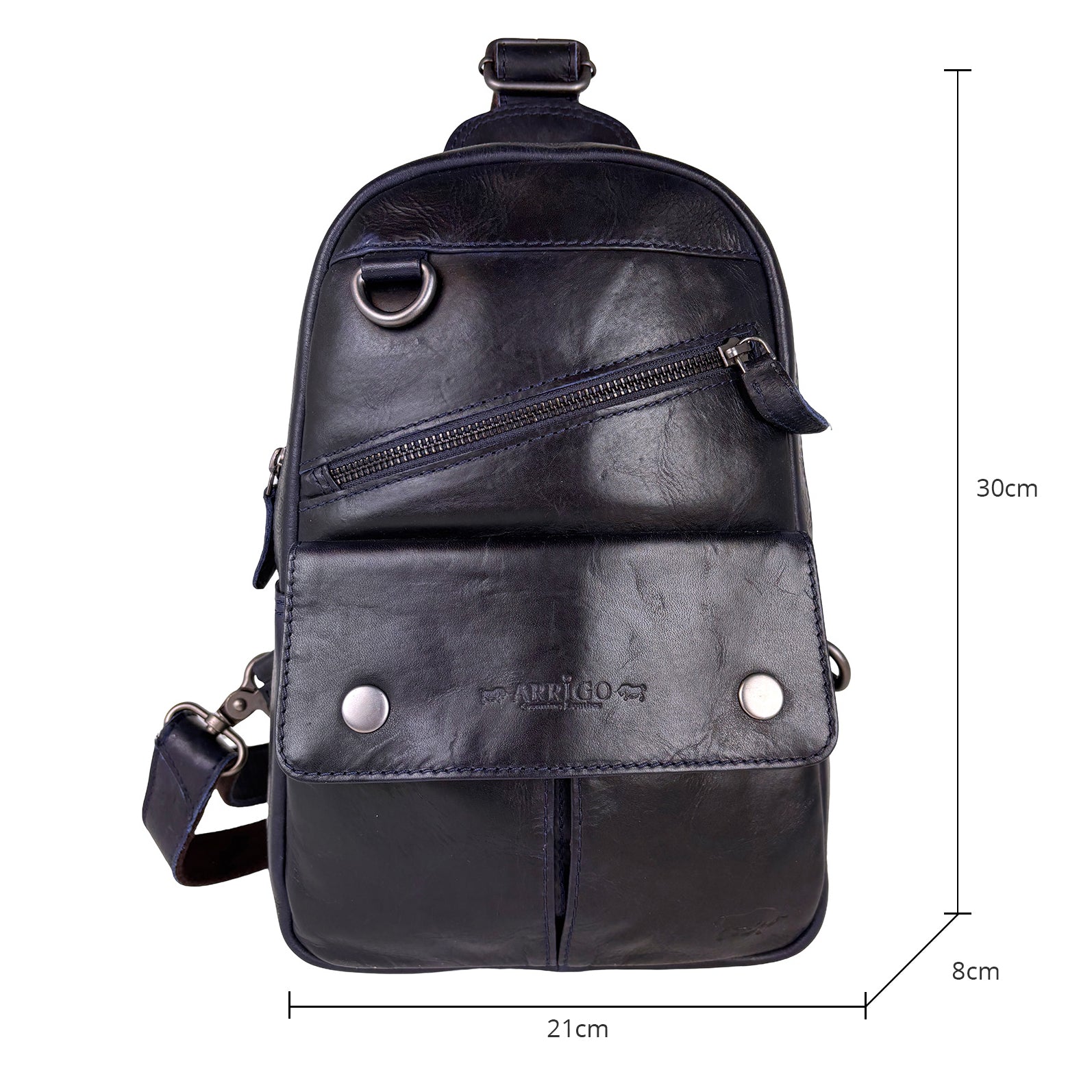 Crossbody bag made of hip dark brown buffalo leather with an adjustable shoulder strap