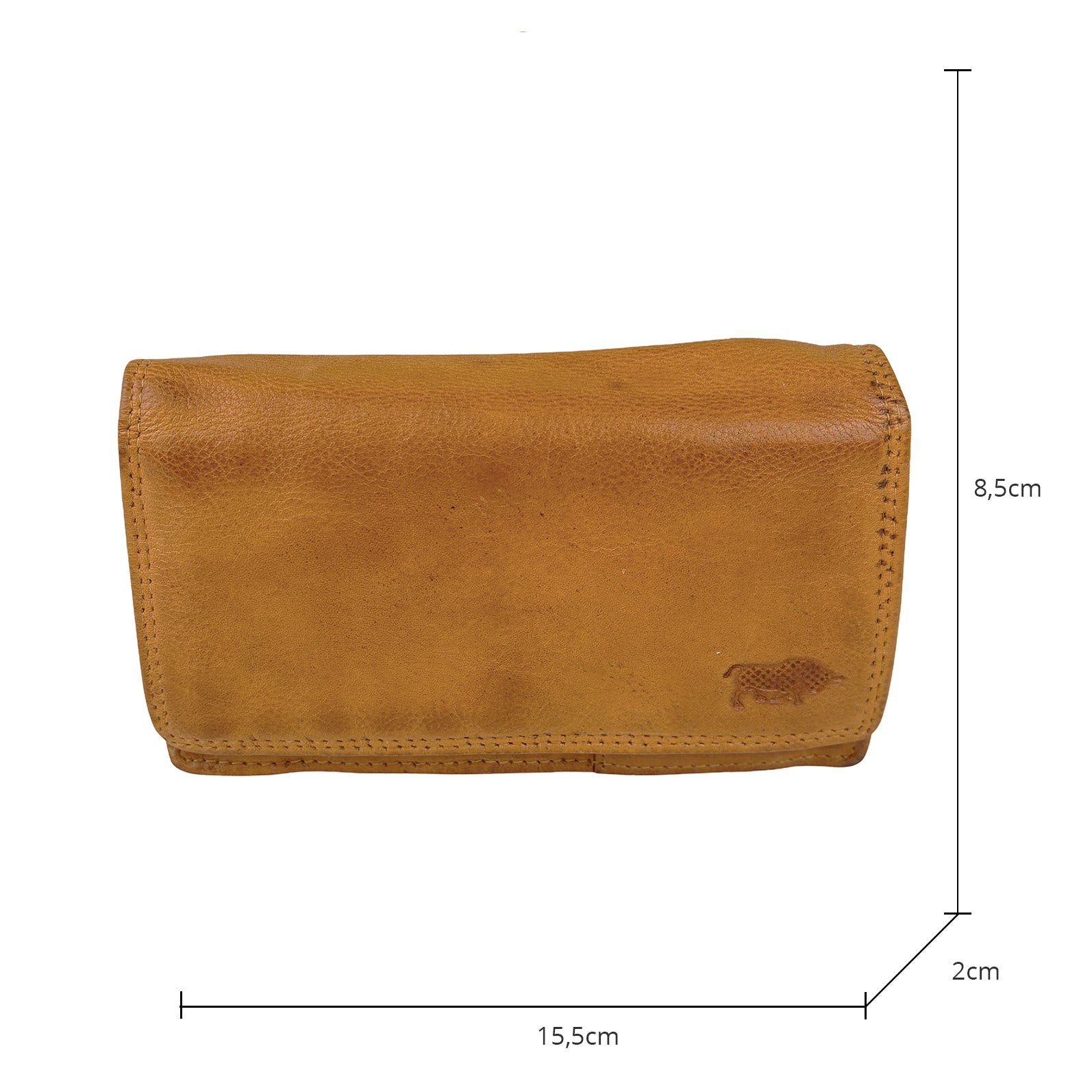 Mosterd damesportemonnee van gewassen leer