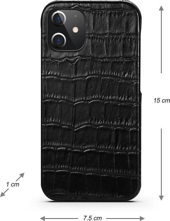iPhone 12 Hoesje - Zwart Krokodillenprint - Arrigo.nl
