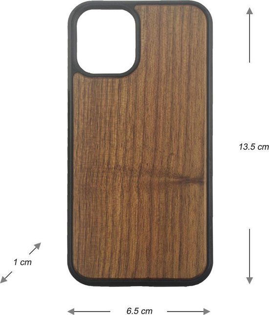 iPhone 12 Mini Hoesje - Donkerbruin Hout - Arrigo.nl